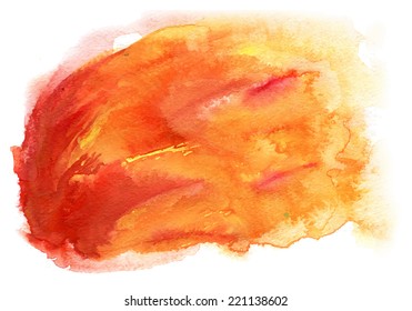 Abstract watercolor hand painted background in orange colors