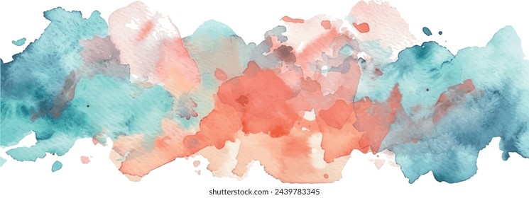  abstract watercolor hand painted background red blue isolated