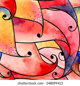 Abstract watercolor illustration of flower petals in vector format - seamless pattern