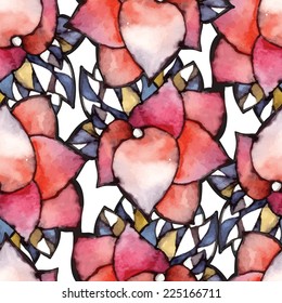 Abstract watercolor illustration of flowers in vector format - seamless pattern