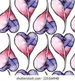 Abstract watercolor illustration of flowers in vector format - seamless pattern