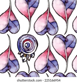 Abstract watercolor illustration of flowers in vector format - seamless pattern