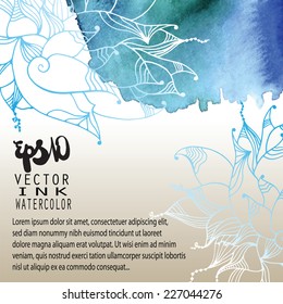 Abstract watercolor illustration of flowers in vector format - decorative card or invitation blank