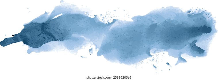 Abstract watercolor illustration vector background hand-drawn on paper. Volumetric smoke elements. Blue-Green color. 