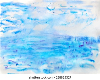 Abstract watercolor image of sea and sky. Vector eps8