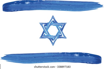 Abstract watercolor Israel flag vector illustration