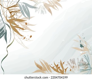 Abstract watercolor leaves background. Vector illustration. 