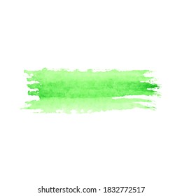 Abstract watercolor light green brush stroke. With space for copy text. For banner, poster, packaging design. Hand drawn vector illustration.