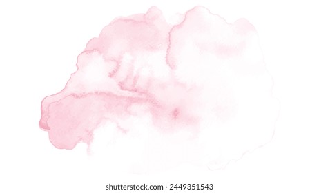 Abstract watercolor light pink texture isolated on white background. Hand-painted watercolor splatter stains artistic vector used as an element in the decorative design.