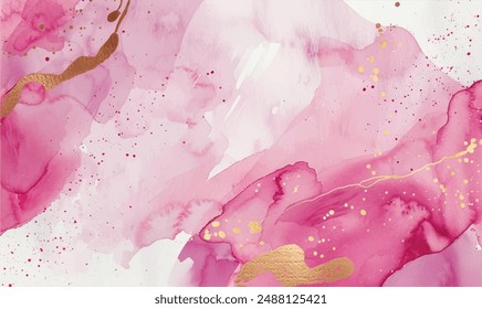 abstract watercolor marble background in pink gold color	
