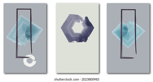 Abstract watercolor. Minimalistic style. Geometry. Vector illustration.