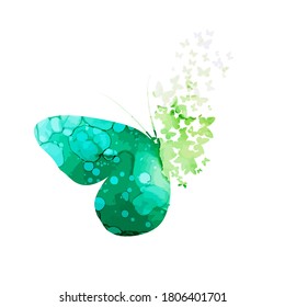 Abstract watercolor mosaic butterfly. Vector illustration