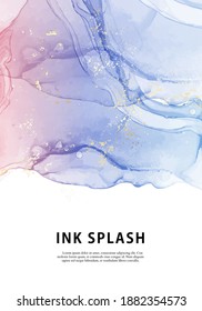 Abstract watercolor mrble background, Blue pink  minimal card. Alcohol ink vector design. Tender elegant creative art. Canvas poster, digital paper sublimation background  