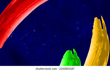 abstract watercolor navy background with red, green yellow. Vector illustration with place for your text