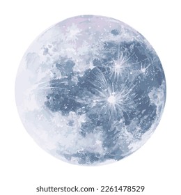 Abstract watercolor night sky with full moon illustration