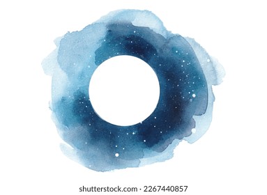 Abstract watercolor night sky with full moon illustration