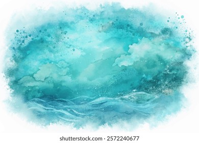 Abstract watercolor ocean, soft blue tones, serene waves, calming atmosphere, artistic background, nature-inspired design.