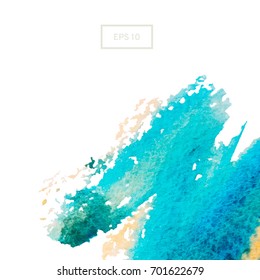 Abstract watercolor on light background.The color splashing in the paper. Hand drawn Vector illustration