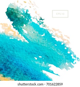 Abstract watercolor on light background.The color splashing in the paper. Hand drawn Vector illustration