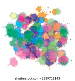 Abstract watercolor on white backround .The color splashing on the paper.It is a hand drawn.Set of bright colorful vector watercolor background. Abstract illustration