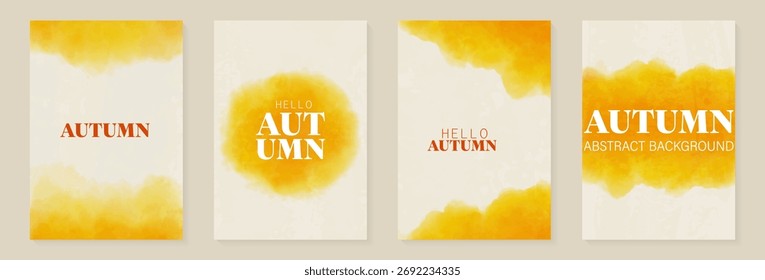 Abstract watercolor orange background. Vector illustration with autumn fall colors. Art backdrop for cards, invitations, web, social media, advertising, design