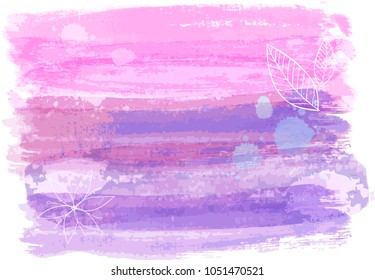 Abstract watercolor paint brushed background in pink and purple color. 
