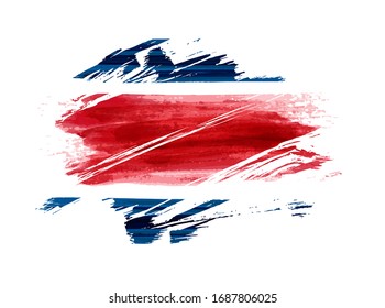 Abstract watercolor paint flag of Costa Rica. Template for national holiday background, poster, banner, invitation, etc