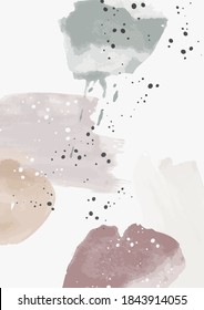 Abstract Watercolor Painting with Lines and Dots - Hand Drawn Colorful Illustration Vector - Background Artwork Canvas Poster