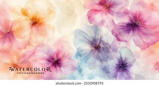 An abstract watercolor painting of pastel-colored flowers, evoking a soft and romantic atmosphere.