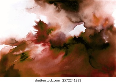 Abstract watercolor painting, rich earthy tones, fluid brush strokes, artistic texture, modern decor, nature-inspired design.