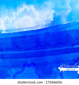 Abstract watercolor palette of  blue colors, mix color,Background,illustration,a mixture of colors, stains with a spray of water colors, the author's work.