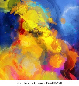 Abstract watercolor palette of blue colors, mix color, background,vector illustration,a mixture of colors, stains with a spray of water colors, the author's work.