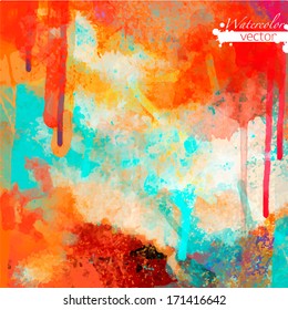 Abstract watercolor palette of  Grange color, mix color, background,vector illustration,a mixture of colors, stains with a spray of water colors, the author's work.