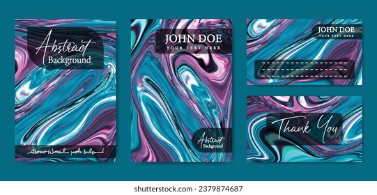 Abstract watercolor pastel background set for Wedding invitation card Letterhead and Business card