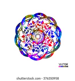 Abstract watercolor pattern in the circle. Vector