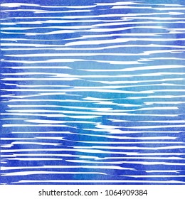 Abstract watercolor pattern with hand drawn waves.