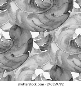 Abstract watercolor pattern with monstera leaves. Can be used for web pages, identity style, printing, invitations, banners, cards, leaflets.