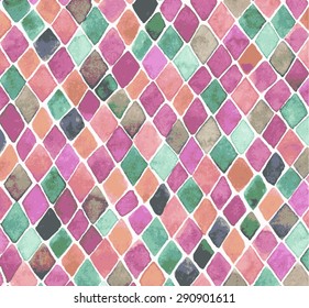 abstract watercolor pattern of  rhombuses