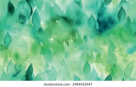 Abstract watercolor pattern, shades of green, soft, background leaves