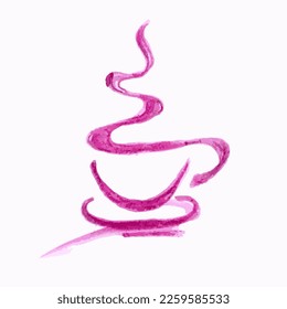 Abstract watercolor pink coffee cup vector isolated on white background