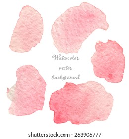 Abstract watercolor pink and rose hand drawn texture set, isolated on white background, vector eps10