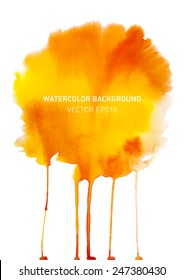 Abstract watercolor rainbow gradient background. Hand drawn colorful painting on texture paper with streaming paint. Vector illustration.