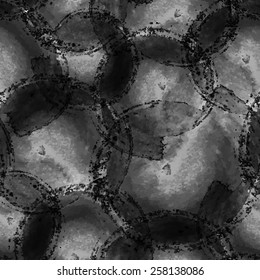 Abstract watercolor seamless monochrome pattern. Black and white background. 