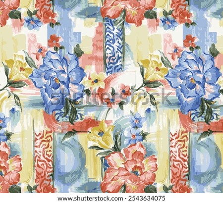 abstract Watercolor seamless pattern floral art.Colorful Texture Paint Background Creative Asbtract Art. hand drawn abstract wall art.brush strokes pattern.