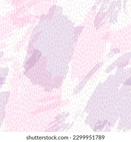 Abstract watercolor seamless pattern in pink blush colors. Hand drawn grunge textures, smudges, brush strokes background. Vector art illustration for wallpaper, textile, fabric, design, paper wrapping
