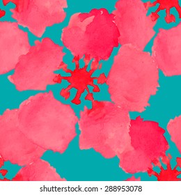 Abstrato padrão sem emenda aquarela com sakura árvore e flores de rosa e folhas. Pode ser usado para páginas da Web, estilo de identidade, impressão, convites, banners. Versão rasterizada.