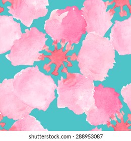 Abstract watercolor seamless pattern with sakura tree and rose flowers and leaves. Can be used for web pages, identity style, printing, invitations, banners. Raster version.
