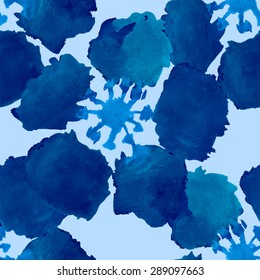 Abstract watercolor seamless pattern with sakura tree and rose flowers and leaves. Can be used for web pages, identity style, printing, invitations, banners. Raster version.