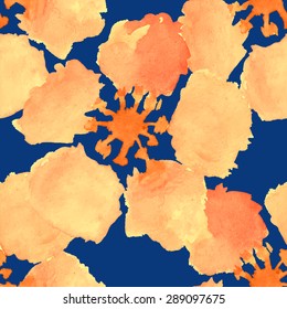 Abstract watercolor seamless pattern with sakura tree and rose flowers and leaves. Can be used for web pages, identity style, printing, invitations, banners. Raster version.