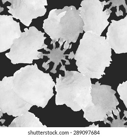 Abstract watercolor seamless pattern with sakura tree and rose flowers and leaves. Can be used for web pages, identity style, printing, invitations, banners. Raster version.